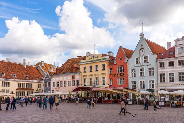 beautiful old town hall square in summer day Tallinn